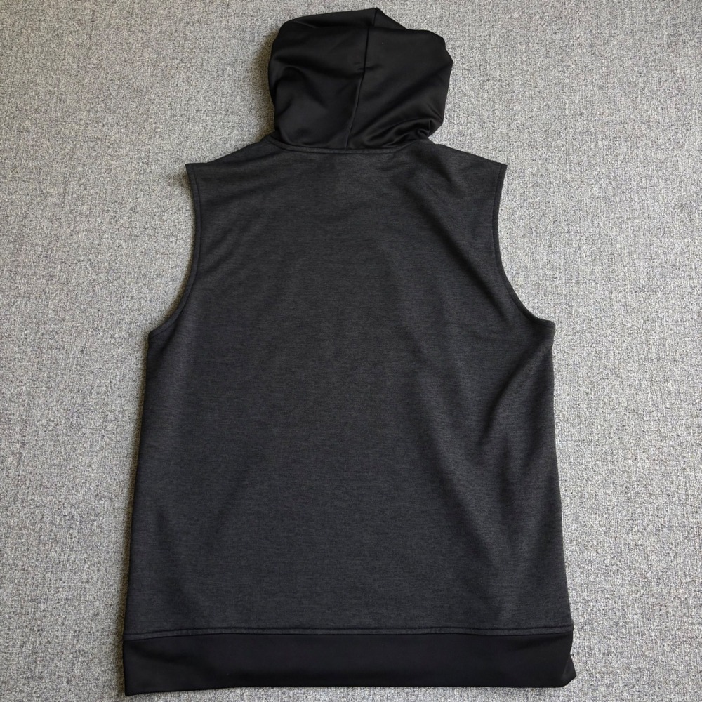 Tapout Sleeveless Hoodie Mens Large Black Gray Graphic Logo Gym Athletic Vest - Picture 4 of 6